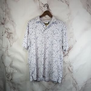 Jack Nicklaus Shirt Mens Large Polo White Pattern Short Sleeve Eco Choice Palm